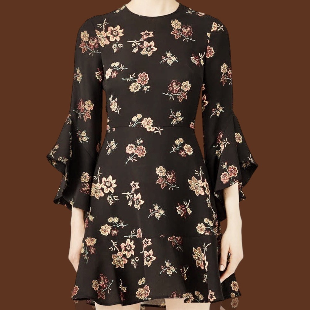 A.L.C. Black Floral ‘Cassidy’ Dress Size 4 ASO Sara Haines